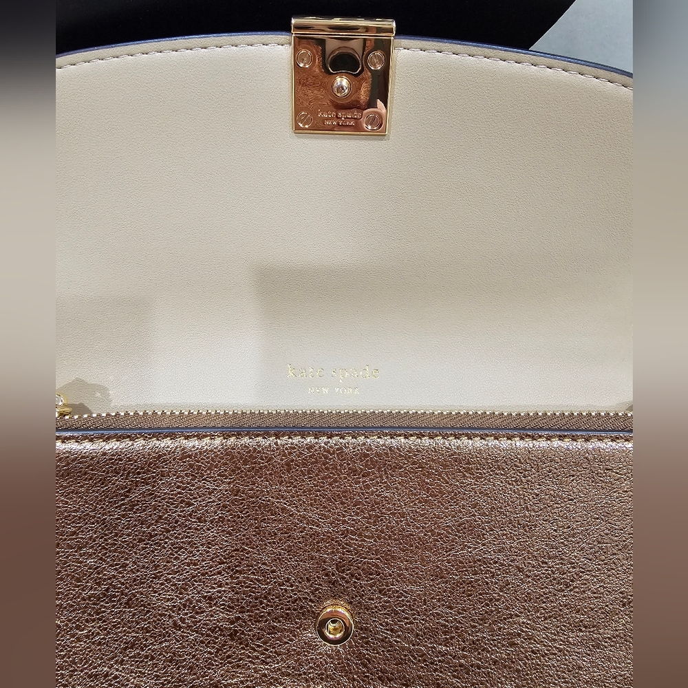 Kate Spade Dakota Crinkle Wristlet Metallic Gold NEW - Picture 8 of 12